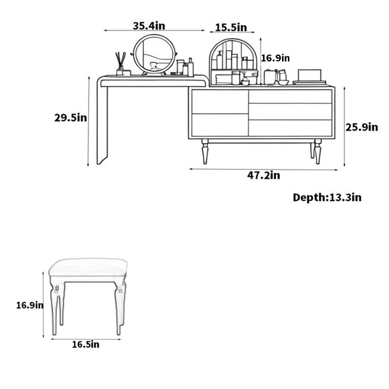Commode rétractable de style rétro