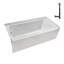 Baignoire en alcôve en acrylique blanc brillant avec drain extérieur 66 po x 32 po Streamline-101699199