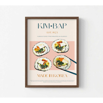 Korean Kimbap Rolls - Custom Framed Art Print | Healthy Asian Snack Illustration