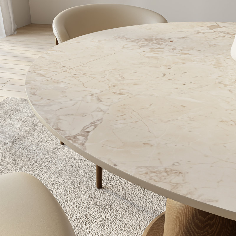 Table de salle à manger Amberly Luxury Modern, H 29,52 po x l 43,3 po x P 43,3 po, Jardin de Monet, Caramel Brown