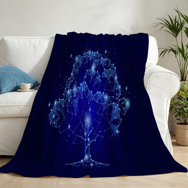 Jeté en molleton noir ultra doux en flanelle, impression abstraite d'un ciel étoilé, Throw 50" x 60"