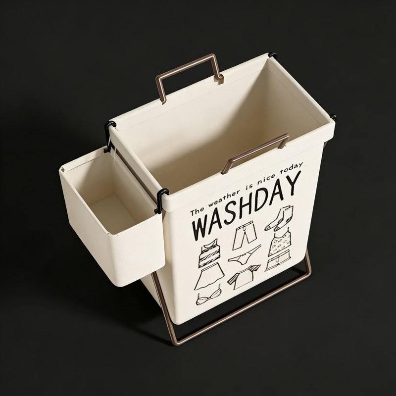 Panier à linge pliable avec support pour salle de bain de dortoir, panier à linge pliable en tissu de lin, organisateur de rangement portable
