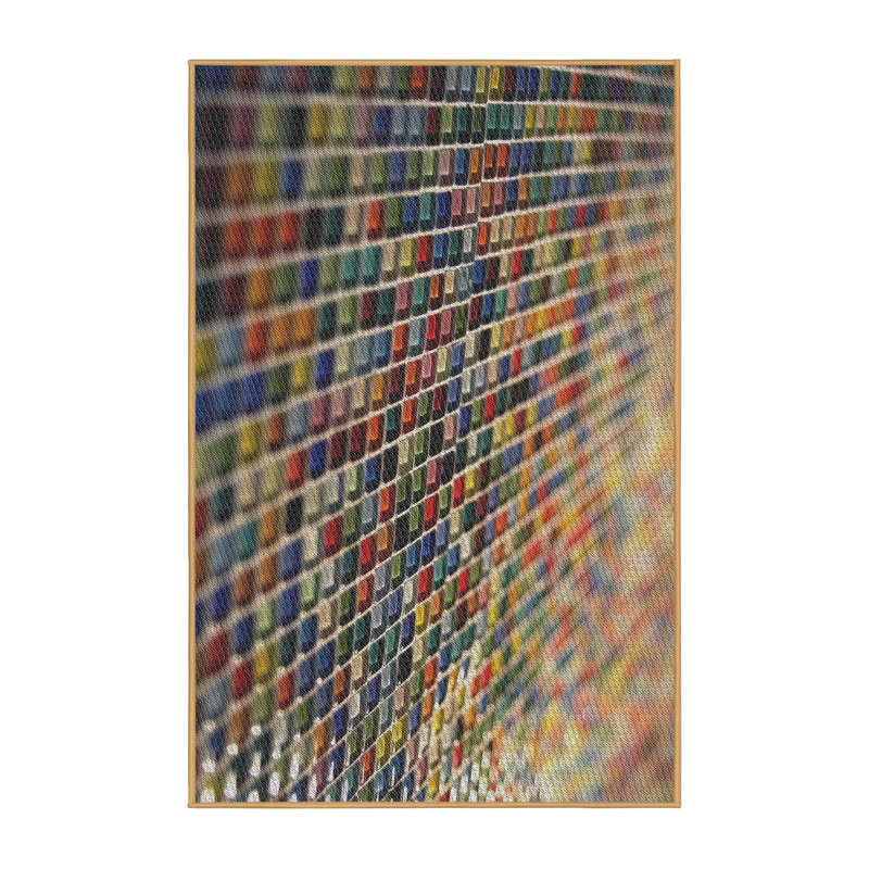 Tapis orange/bleu tissé à la machine, Rectangle 6 pi x 9 pi