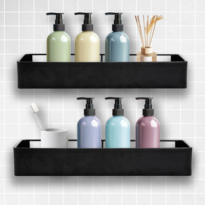 Serviteur de douche, organisateur de douche et rangement de salle de bain adhésif, tablettes de douche sans perceuse pour douche intérieure, support de rangement de douche antirouille