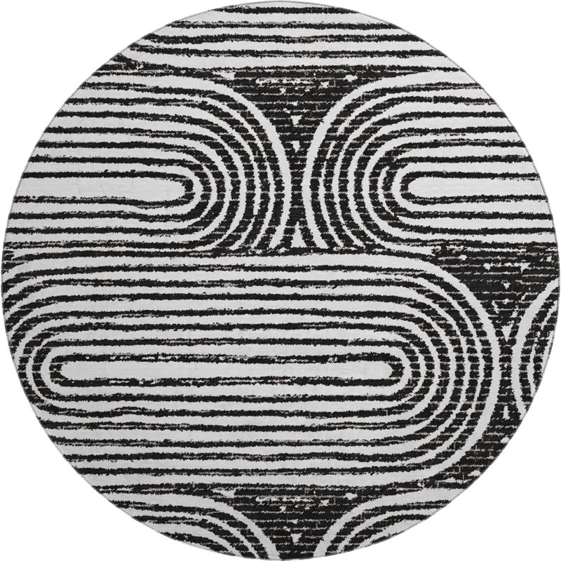 Premium Machine Washable Cerrito AMF540 Black Rug, Round 8'