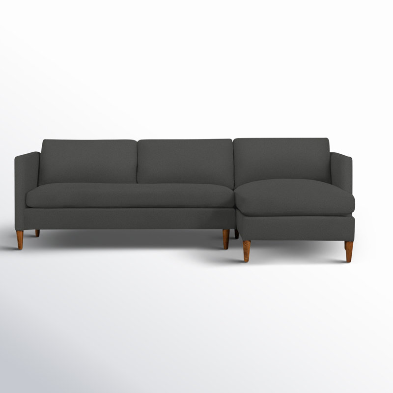 Clifford 2-Piece Sectional with Sinuous Springs and Feather Blend Cushions, Right Hand Facing, Davis Smoke Bouclé