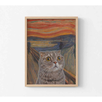 Reproduction d'art de chat surréel, papier aquarelle