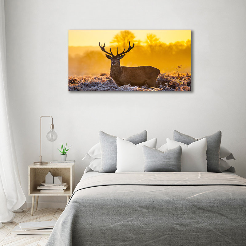 Deer Sunrise - Wrapped Canvas Print