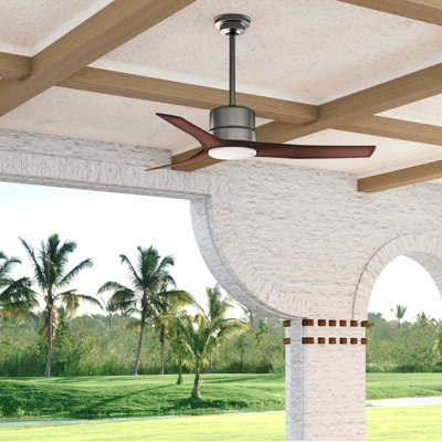 52'' Piston 3 -Blade Outdoor Standard Ceiling Fan with Remote Control and Light Kit Included