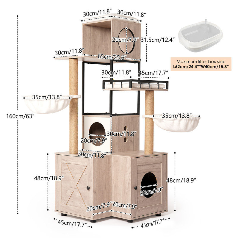 Multi-Functional Cat Tree with Hidden Litter Box