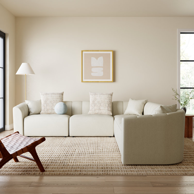 Augustine 5-Piece Modular Sectional with Reversible Cushions, Luna Cream Performance Weave