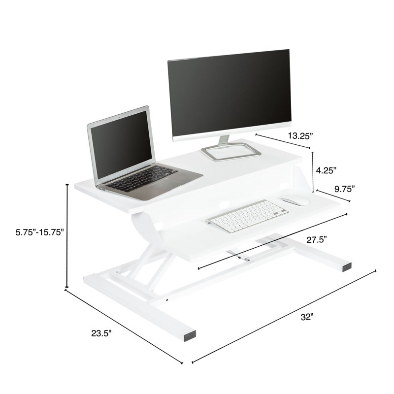 Mcmanis Adjustable Metal Base Standing Desk Converter, White