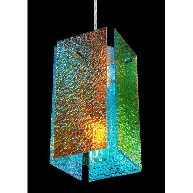 Metro Fusion 7" Mini Island Pendant with Diachronic Glass & Brushed Nickel