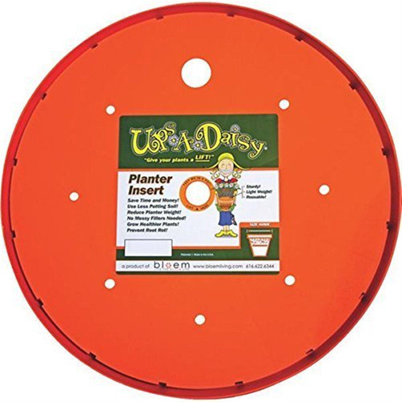 Ups-A-Daisy Round Indoor/Outdoor Planter Insert, 1" H x 15" W x 15" D, Orange