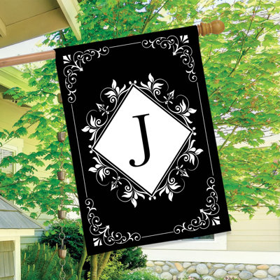 Black And White Monogram J House Flag