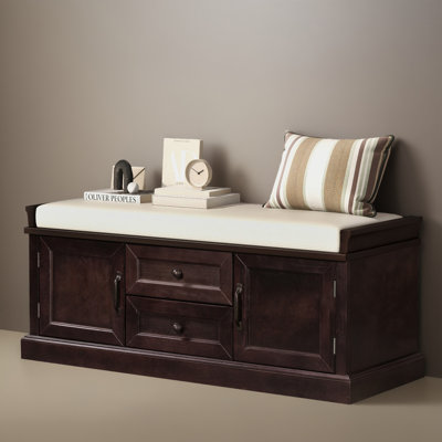 43" Shoe Storage Bench with Cushion, Entryway Storage with Hidden Storage