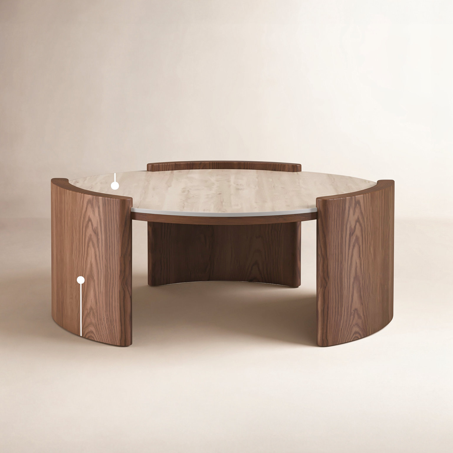 Stone Coffee Table, Brown, 15" H x 32" L x 32" W, Light Beige