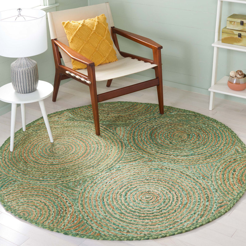 Tapis en jute et coton tissé à la main Cape Cod, Rond 4 pi