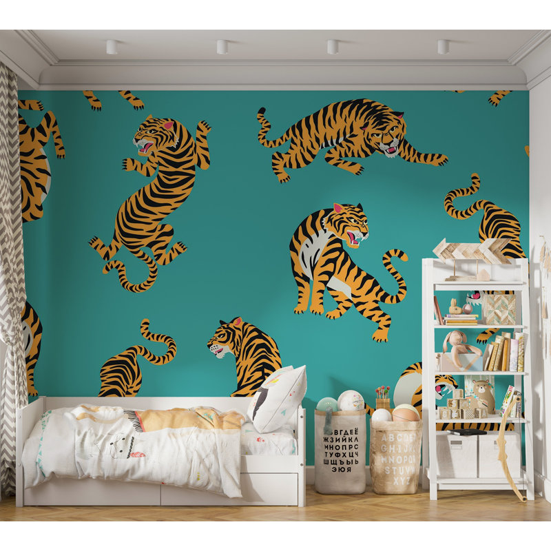 Papier peint de qualité supérieure - Motifs de tigre, L 96 po x l 120 po