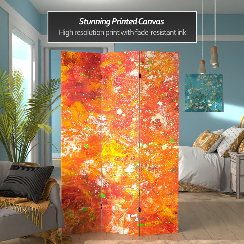Undersea 3 Panel Room Divider, Orange