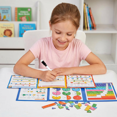 Tri-Fold Magnetic Fraction Tiles Set for Kids, Portable Math Manipulatives Kit