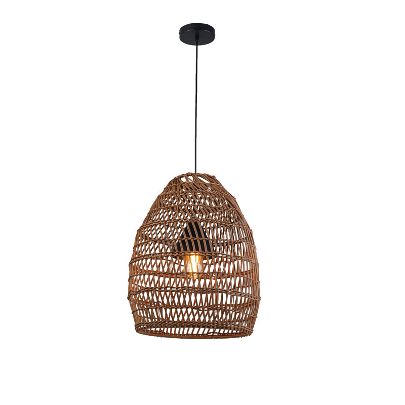 Luminaire suspendu en rotin d'extérieur 1 lumière, Brun