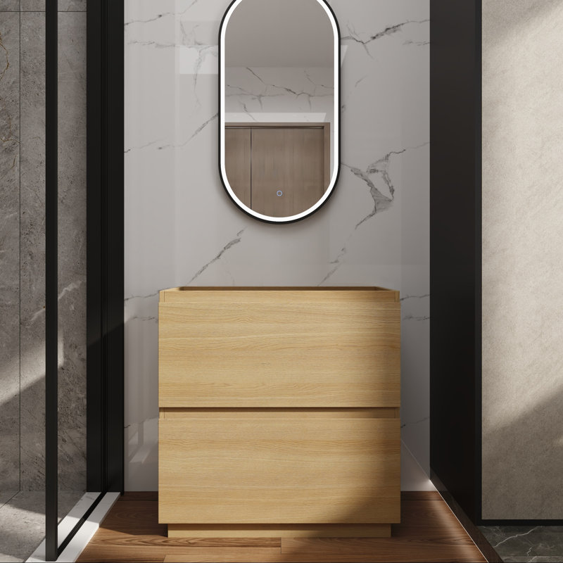 Base de meuble-lavabo 30 po avec rangement à deux tiroirs, Naturel