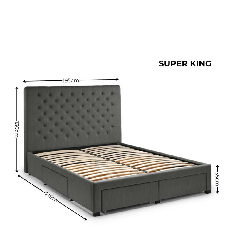 Rishi Upholstered Storage Bed, Cream, Super King (6')