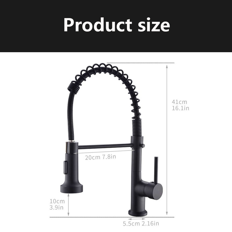 Kitchen Faucet With Pull Down Sprayer, Kitchen Sink Faucet, Black