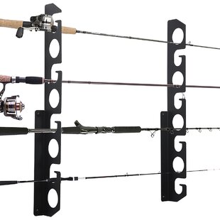 Butizone Fishing Rod Rack Wall or Ceiling Mount Storage Pole Reel Holder Garage or Boat