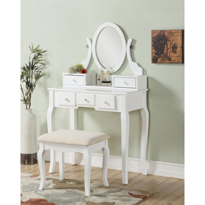 Ensemble coiffeuse et tabouret de maquillage Ashley