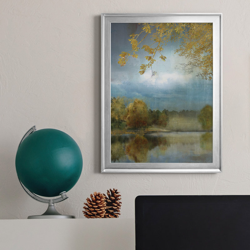 " Golden Leaves " Painting Print, Silver, 24.5" H x 18.5" W x 1" D