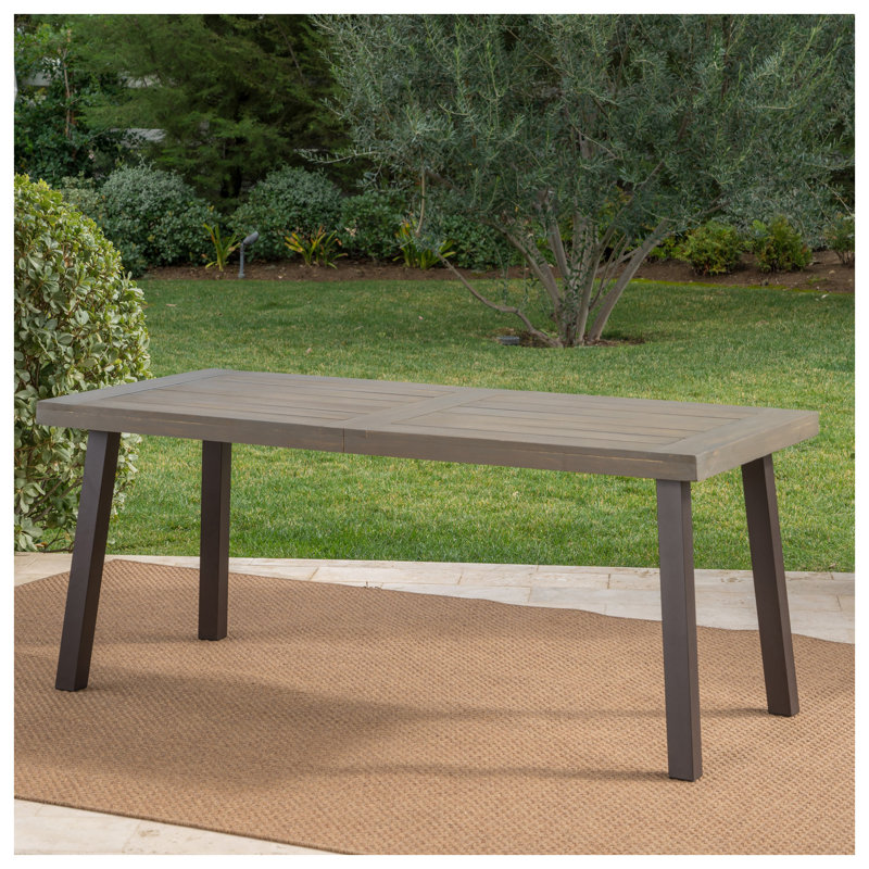 Table de salle à manger d'extérieur en bois d'acacia gris Della avec pieds en métal