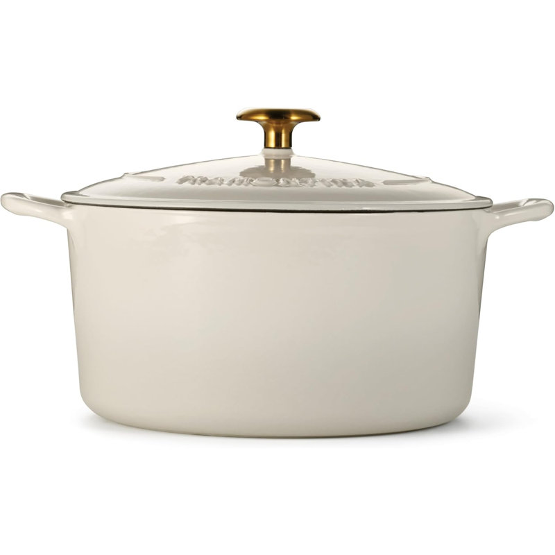 Cocotte en fonte émaillée avec couvercle, Crème, crème, 6,5 pintes