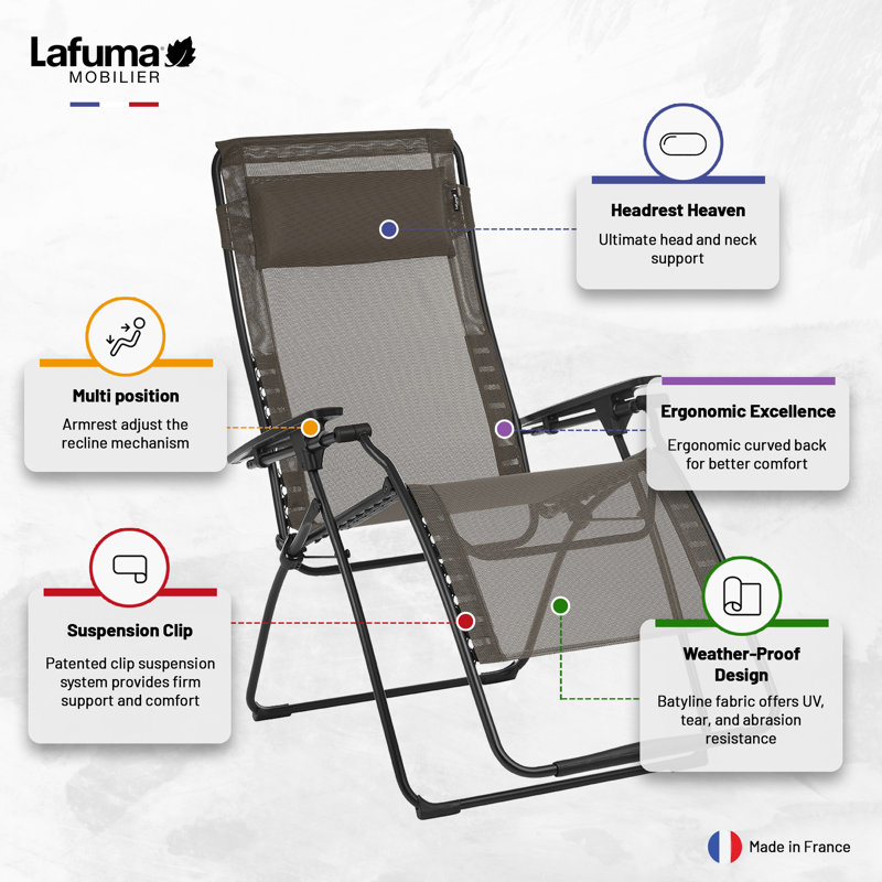 Fauteuil zéro gravité Lafuma Futura, Titane