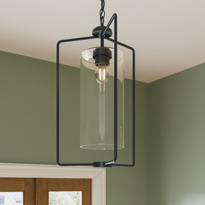Merry Collection 1-Light Black Foyer Pendant with Clear Glass Shade