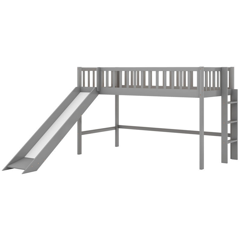 Lit mezzanine Jaeshawn, gris, Simple