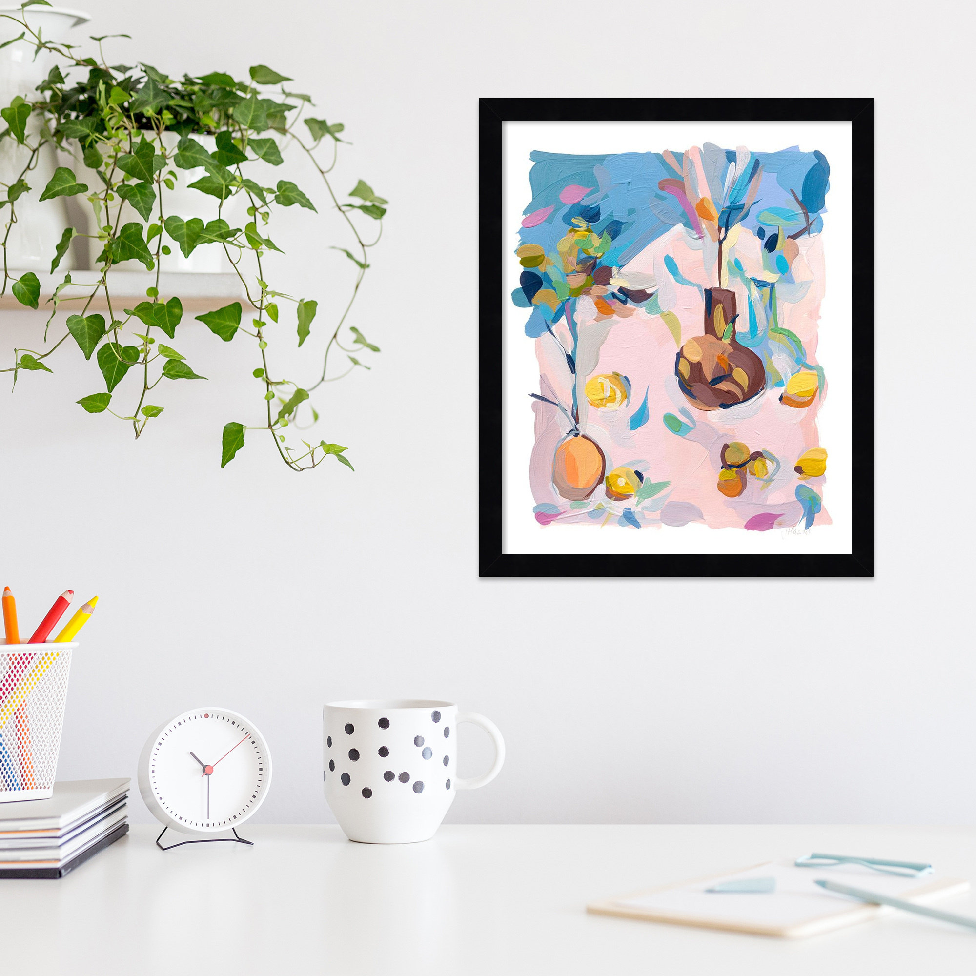 Still Life by Joanne Hastie, 14" W x 17" H, Black