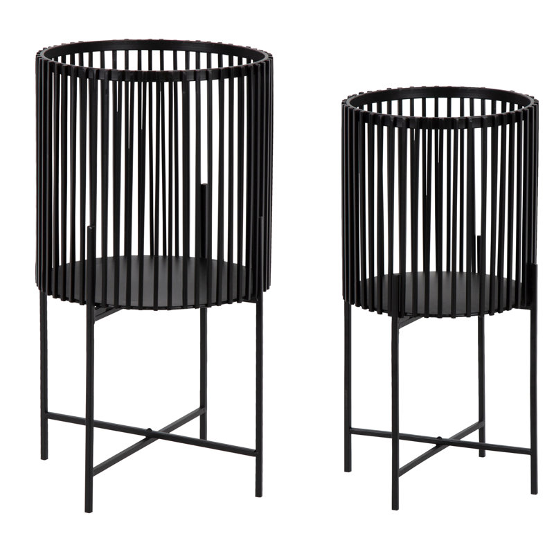 Support pour plante 2 pièces Deidra, Noir