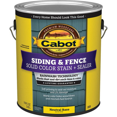 Cabot 0806 1Gal Neutral-Base Solid Color Acrylic Siding Stain-1PK
