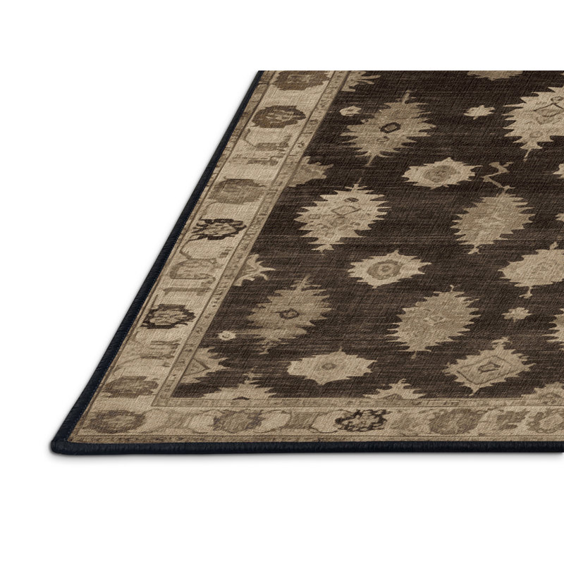 Tapis brun lavable à la machine, Rond 7 pi