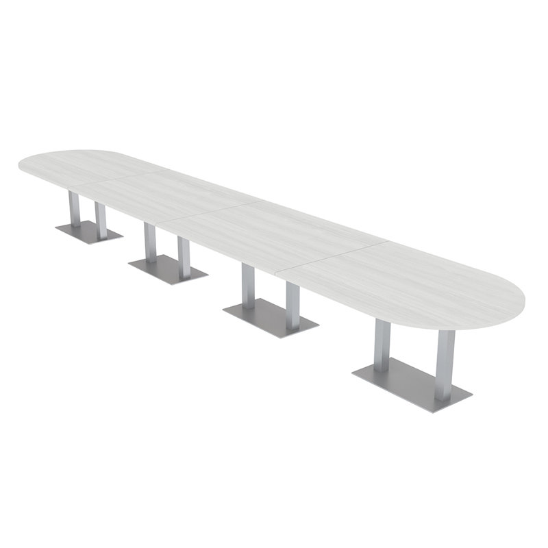 Table de conférence Racetrack, L 60 po x l 36 po, Cyprès blanc, Argent argent