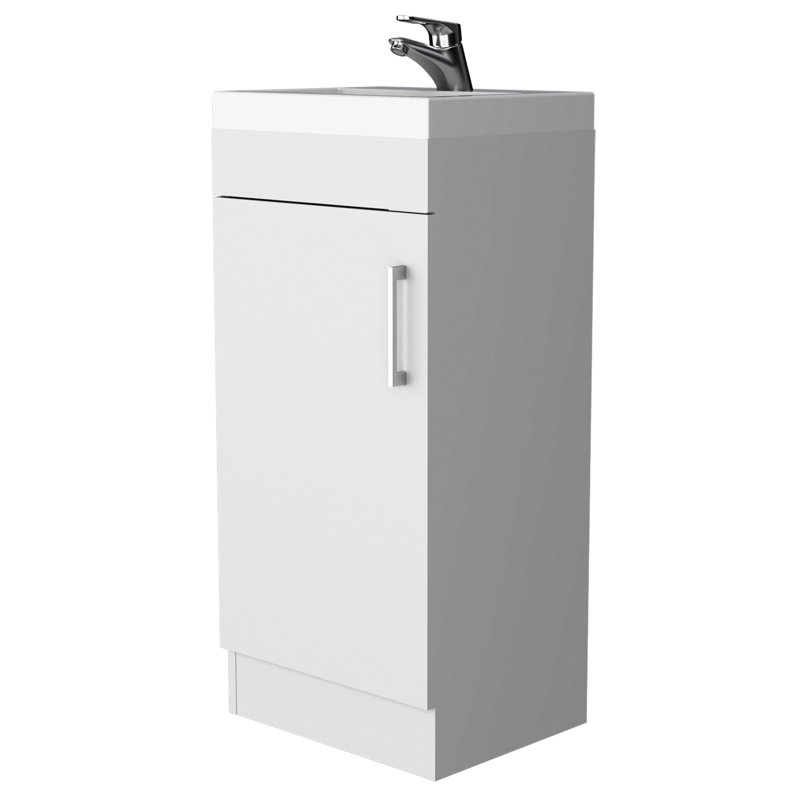 Meuble-lavabo de salle de bain, blanc - compartiment spacieux, meuble-lavabo d'appoint, armoire