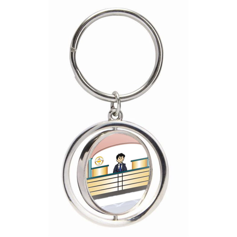Personalized Bank Teller - Male Small Spinning Key Chain, Yes