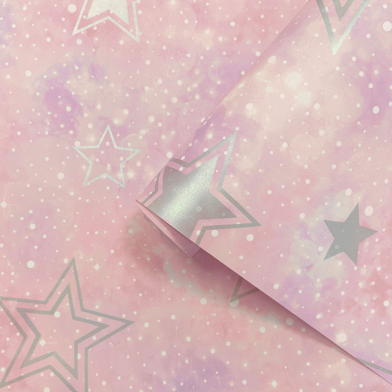 10.05m x 53cm Matte Wallpaper Roll, Pink Silver