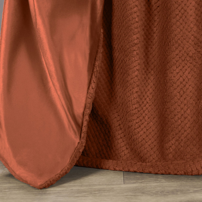 Couverture douce en molleton Victoria - texture vison et double couche, Rouille, Lit simple