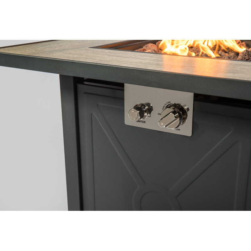 Barcan Square Powder Coated Steel Propane Smokeless Fire Pit Table with Hidden Fuel Tank