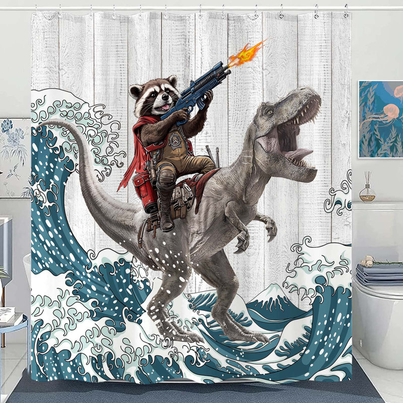 Drôle de rideau de douche avec crochets