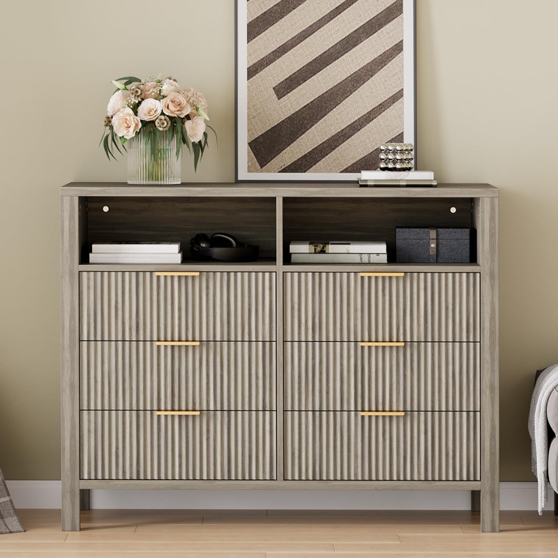 116.8 cm W Chest of 6 Drawers, Grey