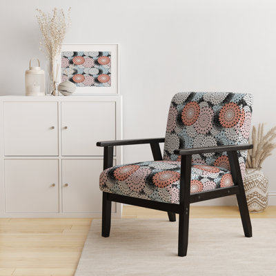 «Irfa - Retro Abstract Flower Design I - Fauteuil rembourré Mid-Century